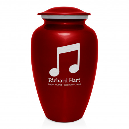 Music Note Cremation Urn - Ruby Red