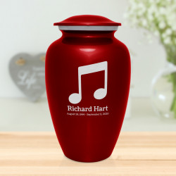 Music Note Cremation Urn - Ruby Red