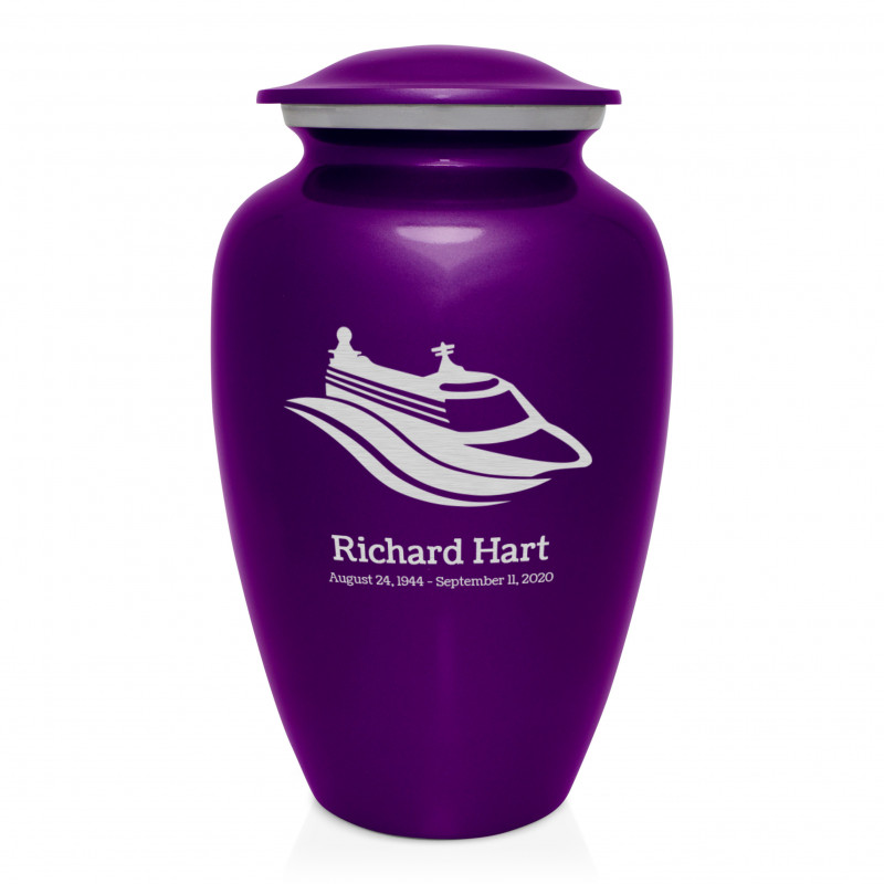 Cruise Ship Cremation Urn - Purple Luster