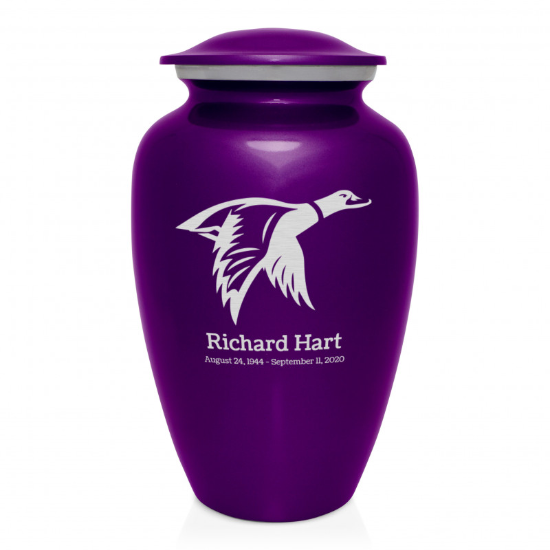 Duck Cremation Urn - Purple Luster