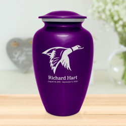 Duck Cremation Urn - Purple Luster