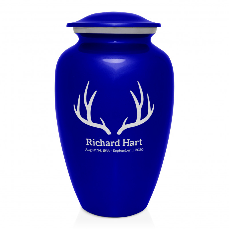 Antlers Cremation Urn - Midnight Blue