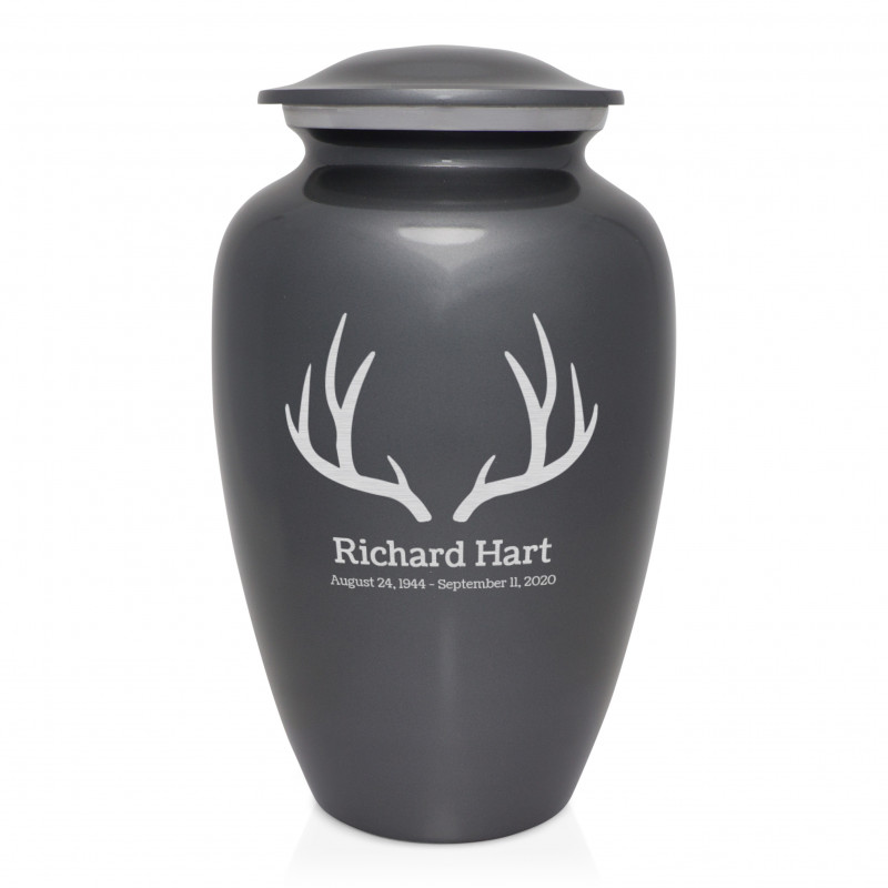 Antlers Cremation Urn - Gunmetal Gray