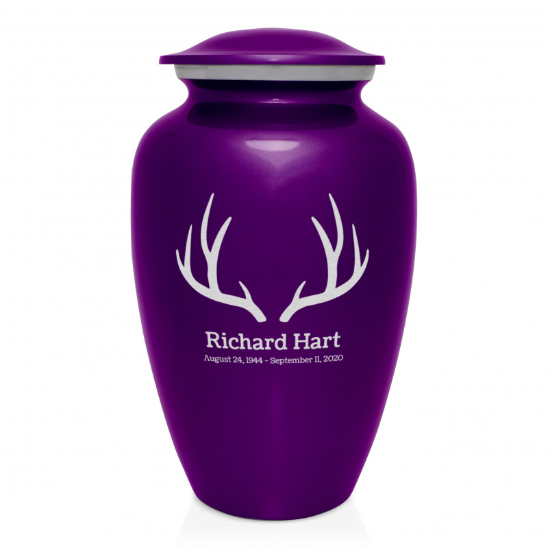 Antlers Cremation Urn - Purple Luster