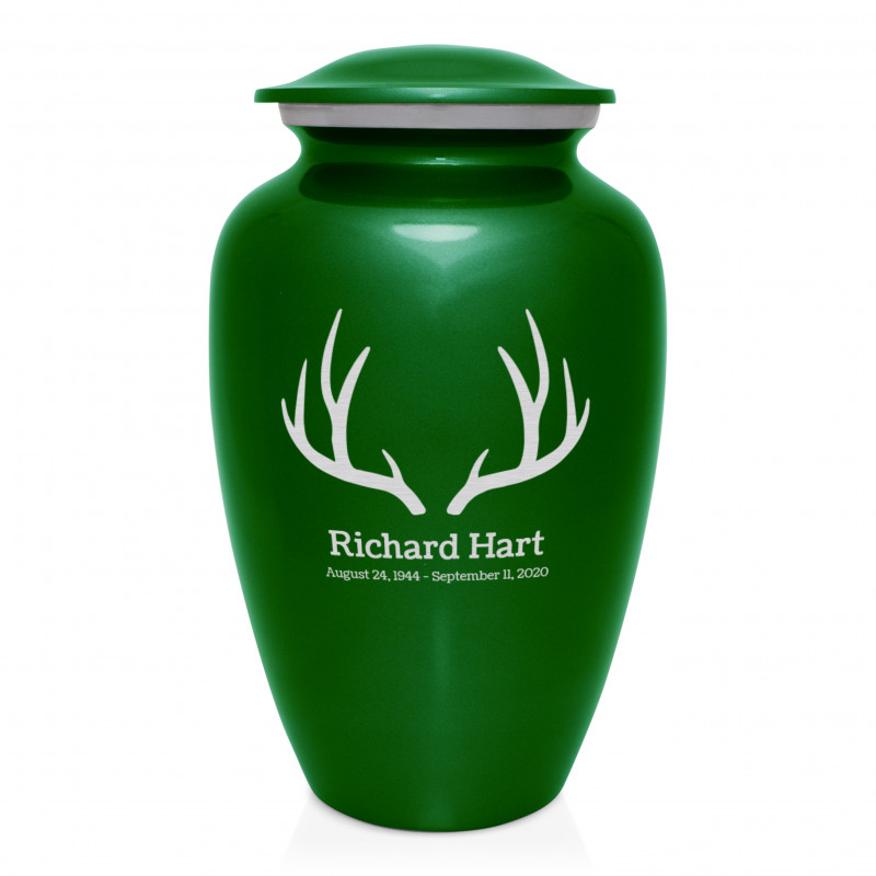 Antlers Cremation Urn - Shamrock Green