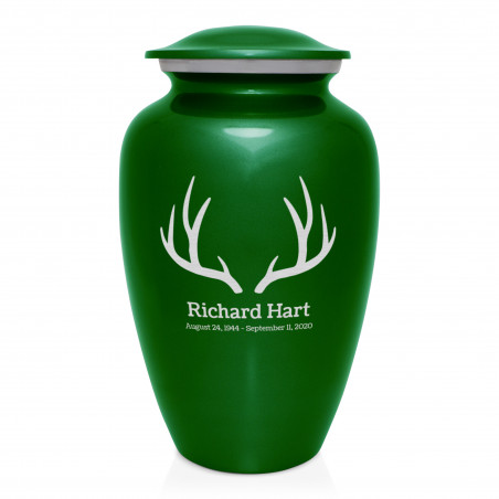 Antlers Cremation Urn - Shamrock Green