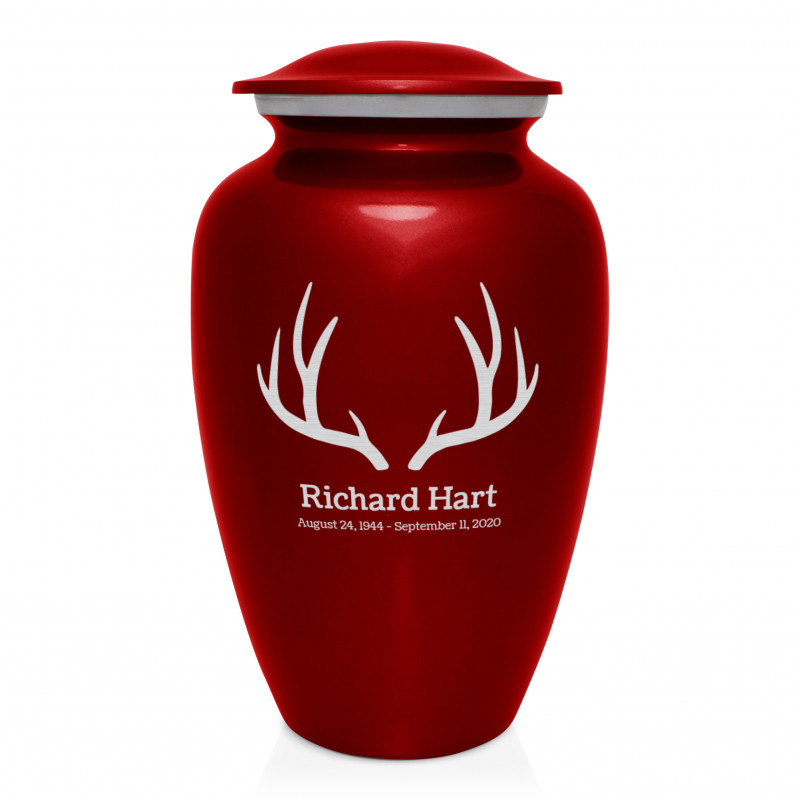 Antlers Cremation Urn - Ruby Red