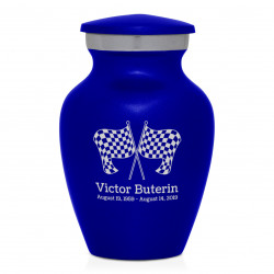 Race Checkered Flag Keepsake Urn - Midnight Blue
