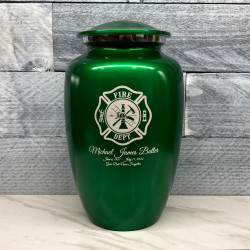 Customer Gallery - Firefighter Cremation Urn - Shamrock Green