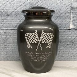 Customer Gallery - Race Checkered Flag Sharing Urn - Gunmetal Gray
