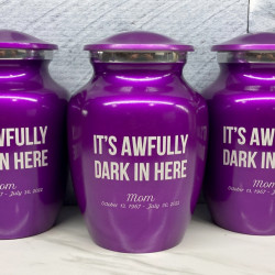 Customer Gallery - It's Awfully Dark In Here Sharing Urn - Purple Luster