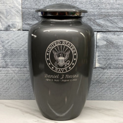 Customer Gallery - Navy Cremation Urn - Gunmetal Gray