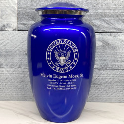 Customer Gallery - Navy Cremation Urn - Midnight Blue