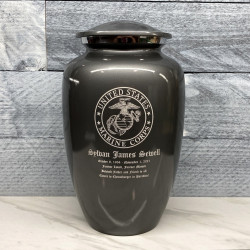 Customer Gallery - Marine Corps Cremation Urn - Gunmetal Gray