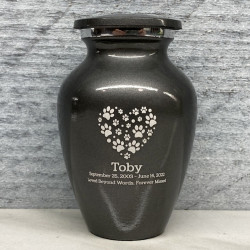 Customer Gallery - Keepsake Pawprint Heart Pet Cremation Urn - Gunmetal Gray