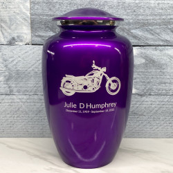 Customer Gallery - Motorcycle Cremation Urn - Purple Luster