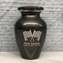 Customer Gallery - Race Checkered Flag Keepsake Urn - Gunmetal Gray