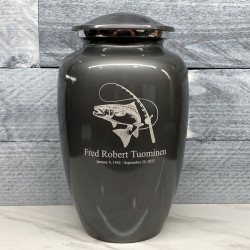 Customer Gallery - Salmon Fishing Cremation Urn - Gunmetal Gray