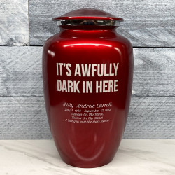 Customer Gallery - It's Awfully Dark In Here Cremation Urn - Ruby Red