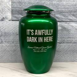 Customer Gallery - It's Awfully Dark In Here Cremation Urn - Shamrock Green