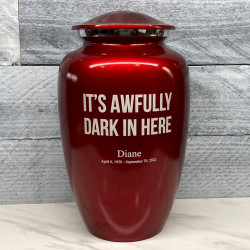 Customer Gallery - It's Awfully Dark In Here Cremation Urn - Ruby Red