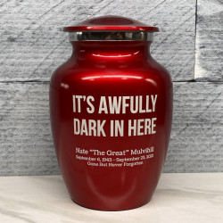 Customer Gallery - It's Awfully Dark In Here Sharing Urn - Ruby Red