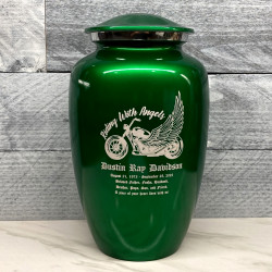 Customer Gallery - Riding with Angels Motorcycle Cremation Urn - Shamrock Green