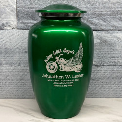 Customer Gallery - Riding with Angels Motorcycle Cremation Urn - Shamrock Green