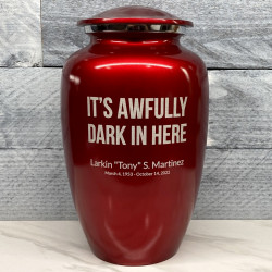 Customer Gallery - It's Awfully Dark In Here Cremation Urn - Ruby Red