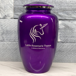 Customer Gallery - Unicorn Cremation Urn - Purple Luster