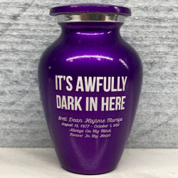Customer Gallery - It's Awfully Dark In Here Keepsake Urn - Purple Luster
