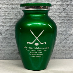 Customer Gallery - Hockey Sticks Keepsake Urn - Shamrock Green