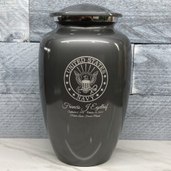 Customer Gallery - Navy Cremation Urn - Gunmetal Gray