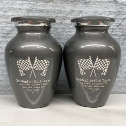 Customer Gallery - Race Checkered Flag Keepsake Urn - Gunmetal Gray