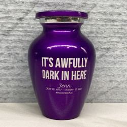 Customer Gallery - It's Awfully Dark In Here Keepsake Urn - Purple Luster