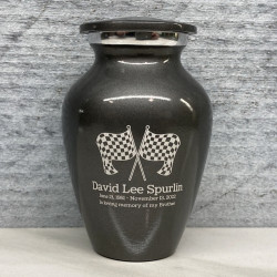 Customer Gallery - Race Checkered Flag Keepsake Urn - Gunmetal Gray