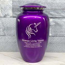 Customer Gallery - Unicorn Cremation Urn - Purple Luster