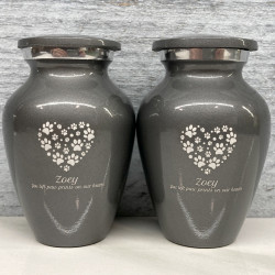 Customer Gallery - Keepsake Pawprint Heart Pet Cremation Urn - Gunmetal Gray