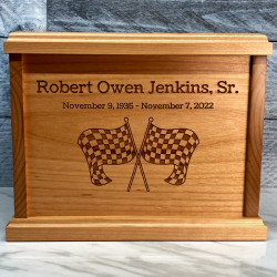 Customer Gallery - Checkered Flag Cremation Urn - Signature Alder