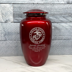 Customer Gallery - Marine Corps Cremation Urn - Ruby Red