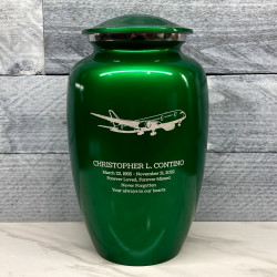 Customer Gallery - Commercial Airplane Jet Cremation Urn - Shamrock Green