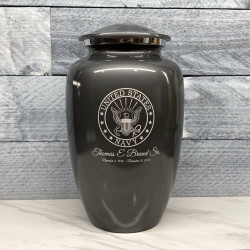Customer Gallery - Navy Cremation Urn - Gunmetal Gray