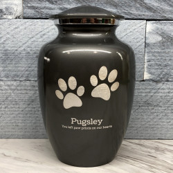 Customer Gallery - Large Pawprints Pet Cremation Urn - Gunmetal Gray