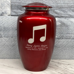 Customer Gallery - Music Note Cremation Urn - Ruby Red