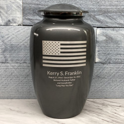 Customer Gallery - American Flag Cremation Urn - Gunmetal Gray