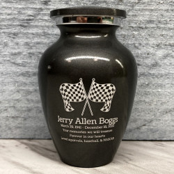 Customer Gallery - Race Checkered Flag Keepsake Urn - Gunmetal Gray