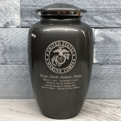 Customer Gallery - Marine Corps Cremation Urn - Gunmetal Gray