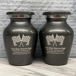 Customer Gallery - Race Checkered Flag Keepsake Urn - Gunmetal Gray