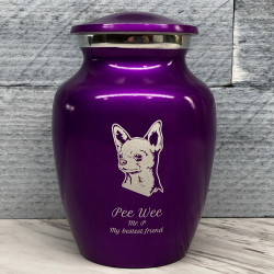 Customer Gallery - Small Chihuahua Dog Cremation Urn - Purple Luster