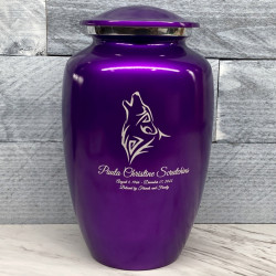 Customer Gallery - Wolf Cremation Urn - Purple Luster